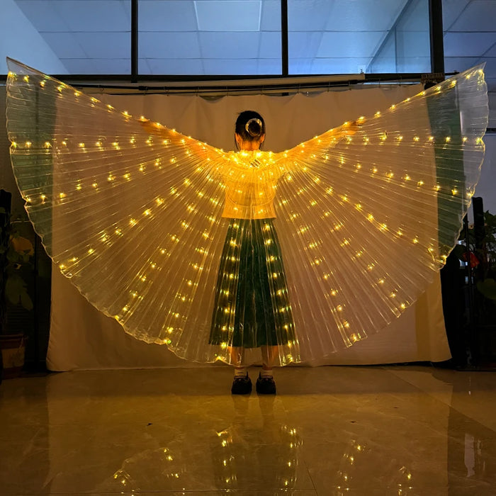 LED Light Up Belly Dance Wings Glowing Fairy Wings Luminous Butterfly Isis Wing Performance Dance Party Rave Costumes