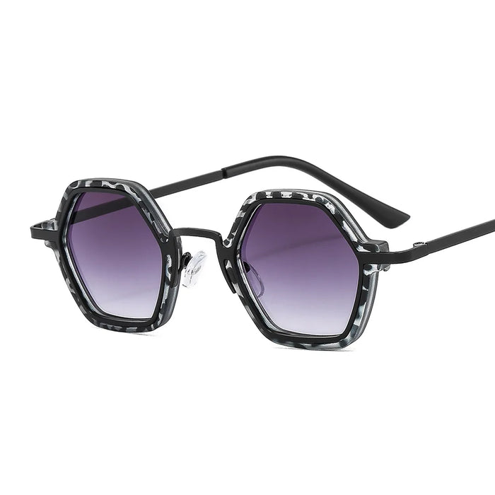 Retro Polygon Square Sunglasses Women Fashion Clear Ocean Lens Eyewear Men Trending Punk Hexagon Sun Glasses Shades UV400 Oculus