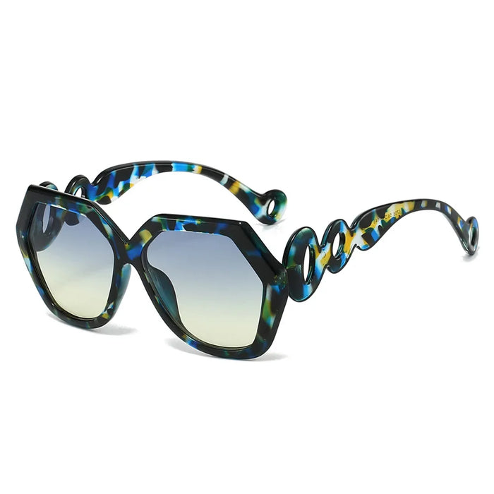 Ins New Trend Retro Gradient Hexagonal Women Sunglasses Personality Contrast Irregular Frame Design Men Versatile Gafas De Sol
