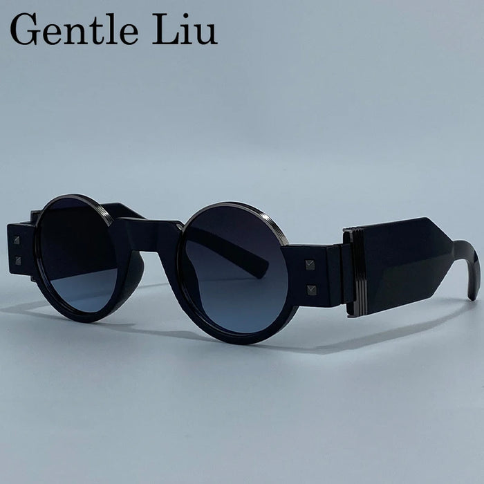Lunettes de soleil rondes Steampunk gothiques à petite monture pour hommes 2026, marque de luxe Y2K, lunettes de soleil punk pour hommes, monture épaisse rétro