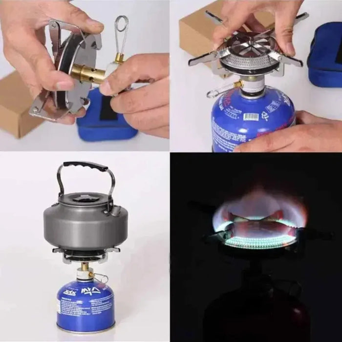 Cocina al Aire Libre Picnic Portátil Plegable Mochila Cabezal de Estufa Electrónica Estufa de Gas para Acampada a Prueba de Viento Senderismo Montañismo Acampada