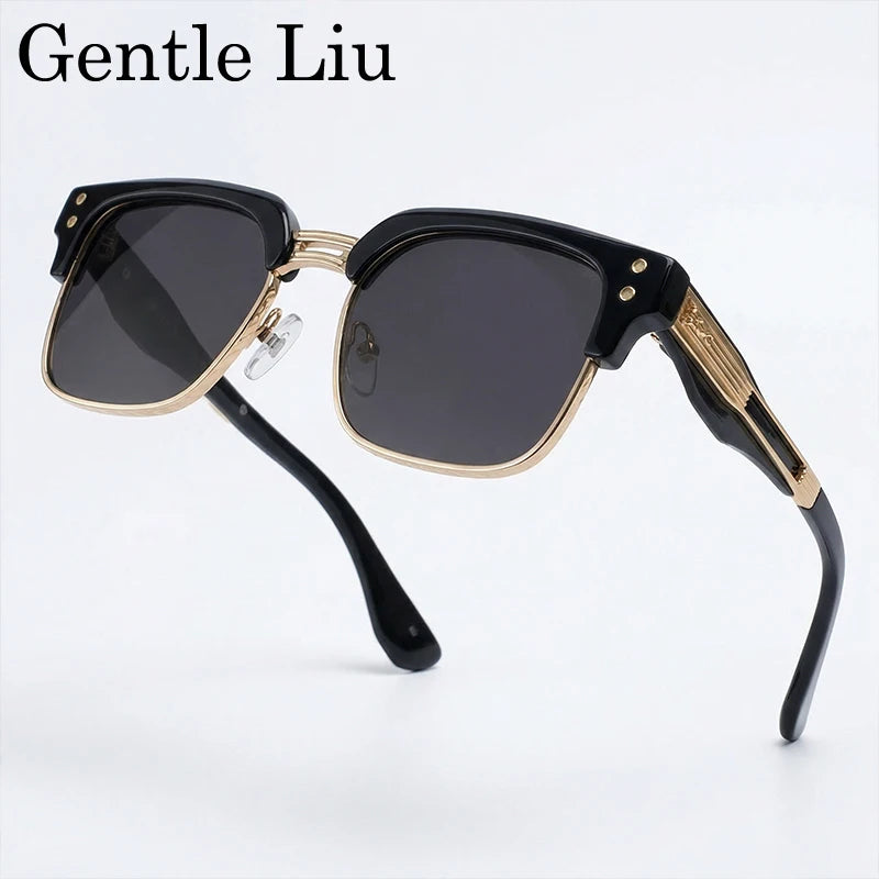 Retro Photochromic Classic Square Punk Sunglasses Men Metal Frame Driving Sun Glasses Male Vintage Luxury Brand Eyewear Shades