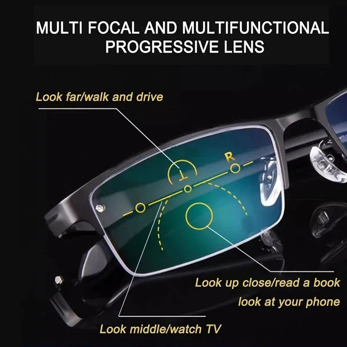 Progressive Multifocal Reading Glasses Men Half Photochromic Anti Blue Light Eyeglasses Multifunctional Near Far Dual Purpose