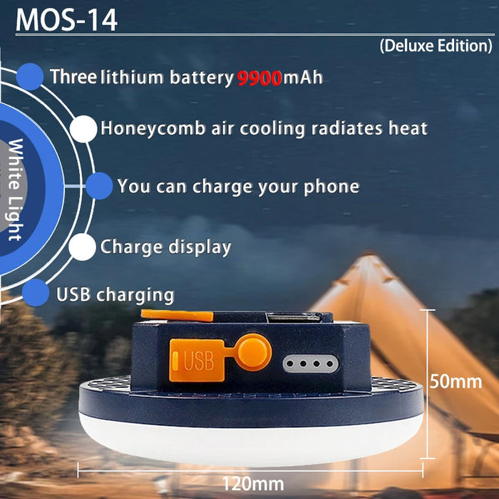 MOSLIGHTING Lámpara de tienda recargable, linterna portátil de emergencia, luz para mercado nocturno, bombilla para camping al aire libre, linterna LED para el hogar