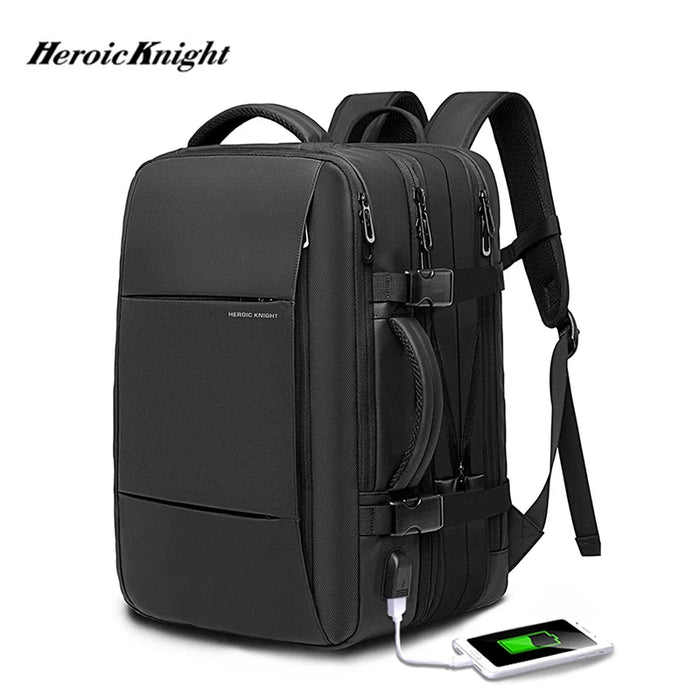 Sac à dos de voyage Héroïque Chevalier pour homme, sac à dos d'affaires, sac d'école extensible, avec port USB, grande capacité, pour ordinateur portable 15,6 pouces, imperméable