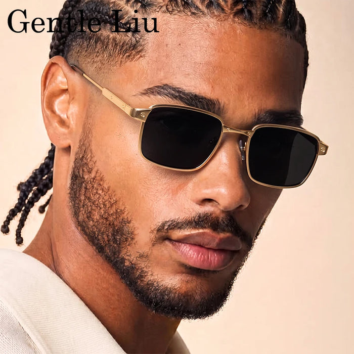 Steampunk Square Sunglasses Men 2026 Luxury Brand Designer Metal Frame Vintage Sun Glasses Punk Driving UV400 Eyewear Male Shade