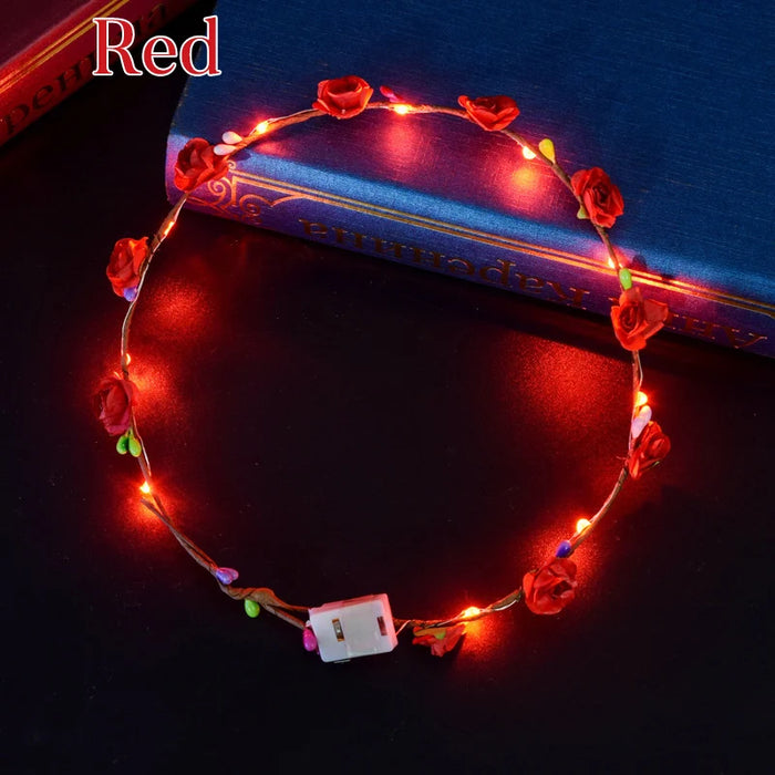 10-300Pcs LED Flower Crowns Light Up Headbands Glowing Flower Crown Garland Glow in the Dark Headband for Wedding Party favors