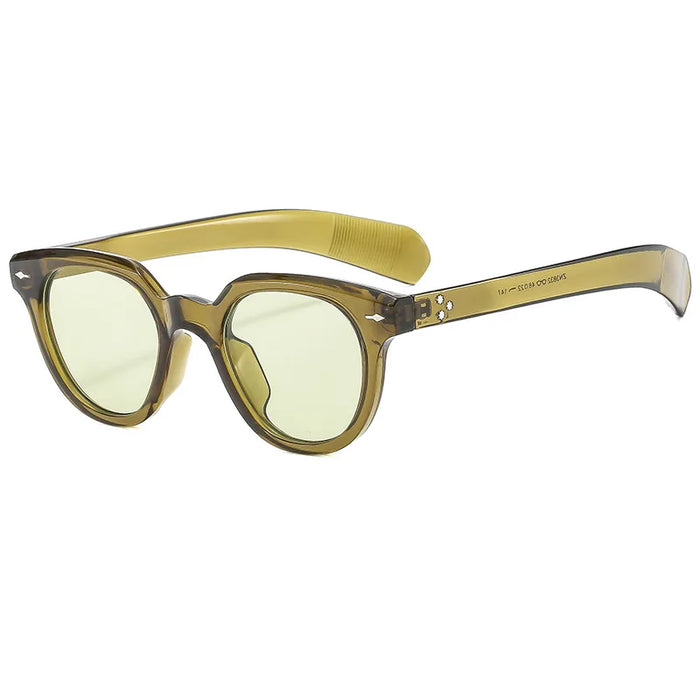 Fashion Round Sunglasses Women Retro Luxury Oval Female Shades Rivets Punk Men Sun Glasses UV400