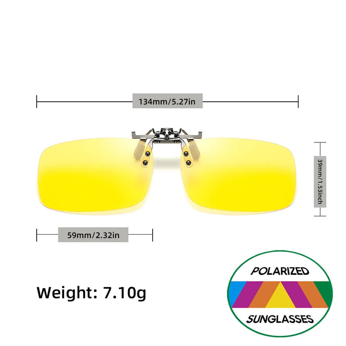 VIVIBEE Flip Up Clip On Night Vision Glasses Polarized Men Driving Yellow Sunglasses Women UV400 Fishing Universal Clips