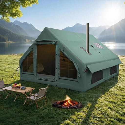 Tente de camping gonflable facile à installer avec pompe manuelle, tente gonflable coupe-vent pour l'aventure en plein air
