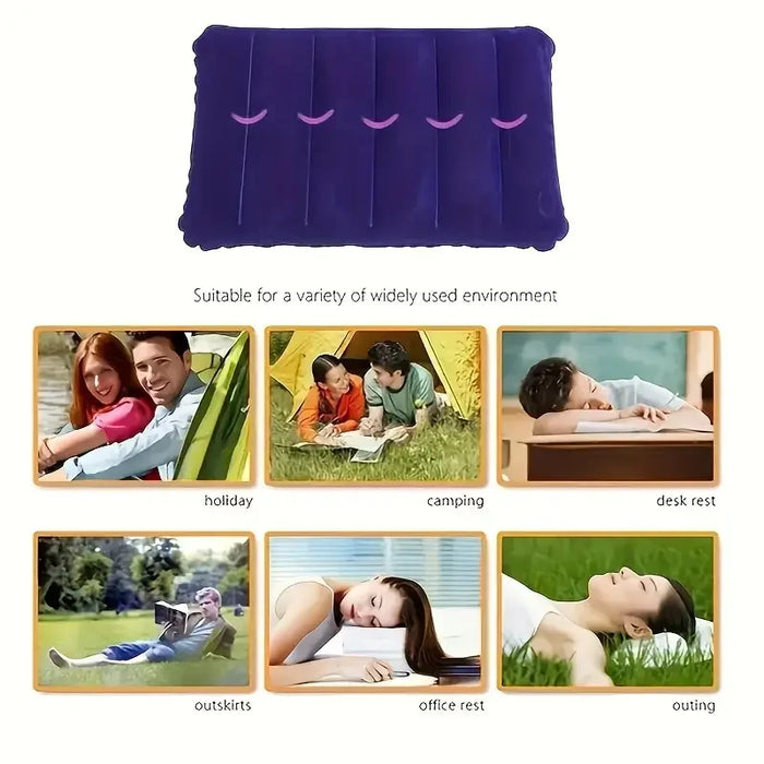 Almohadas con cojín de aire de 47x30cm, cojines de dormir para camping al aire libre, almohadas cuadradas plegables inflables, reposacabezas de avión, respaldo grande para viaje