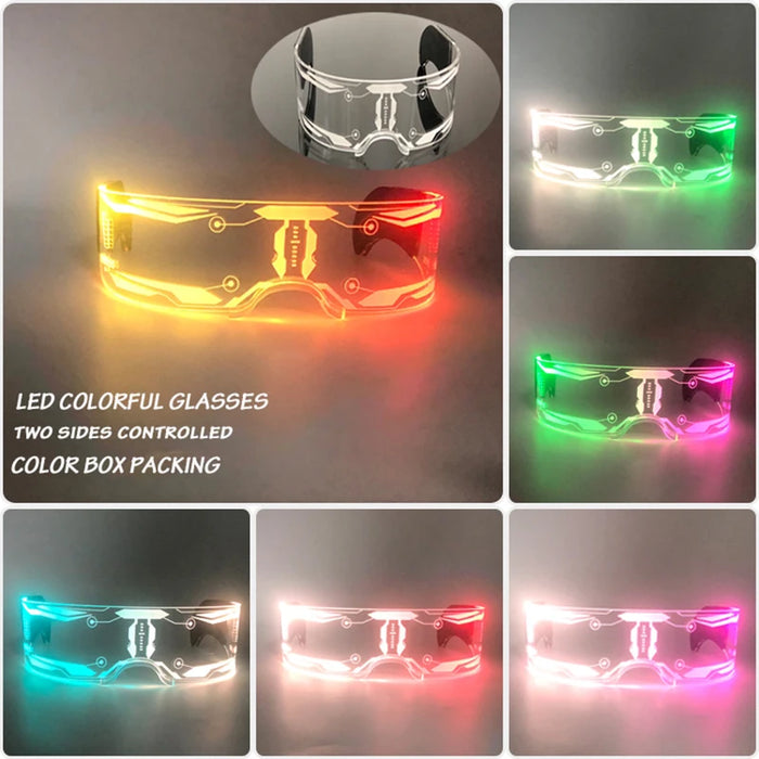 Cyberpunk LED Light Up Glasses Futuristic Luminous Unisex Eyewear Cool Glowing Glasses For Cosplay Bar Rave Club Halloween Party