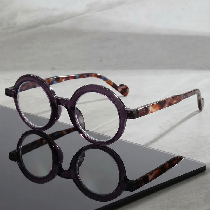 Retro Round Frame Tortoiseshell Glasses, Unisex, for Reading, Phone Use, and Commuting