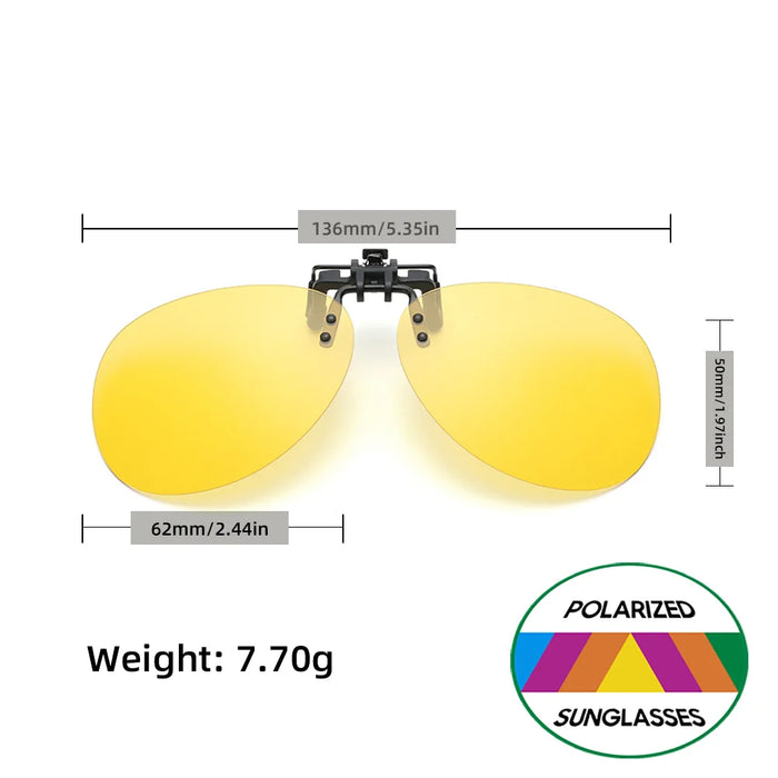 VIVIBEE Flip Up Clip On Night Vision Glasses Polarized Men Driving Yellow Sunglasses Women UV400 Fishing Universal Clips