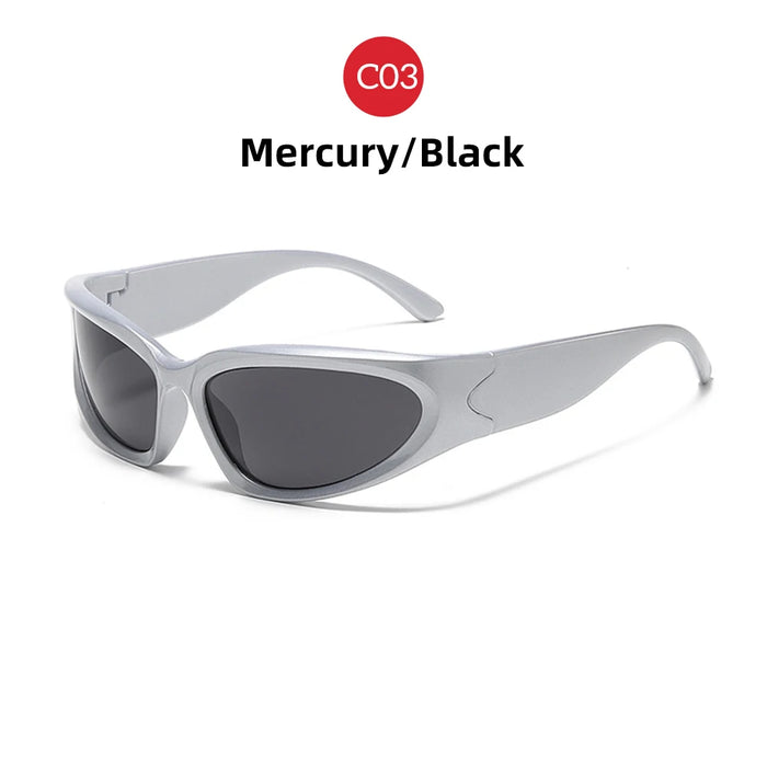 VIVIBEE Y2K Sunglasses Women Steampunk Mirror White Sports Mne Goggles UV400 Punk Sun Glasses 2026 Trending Product
