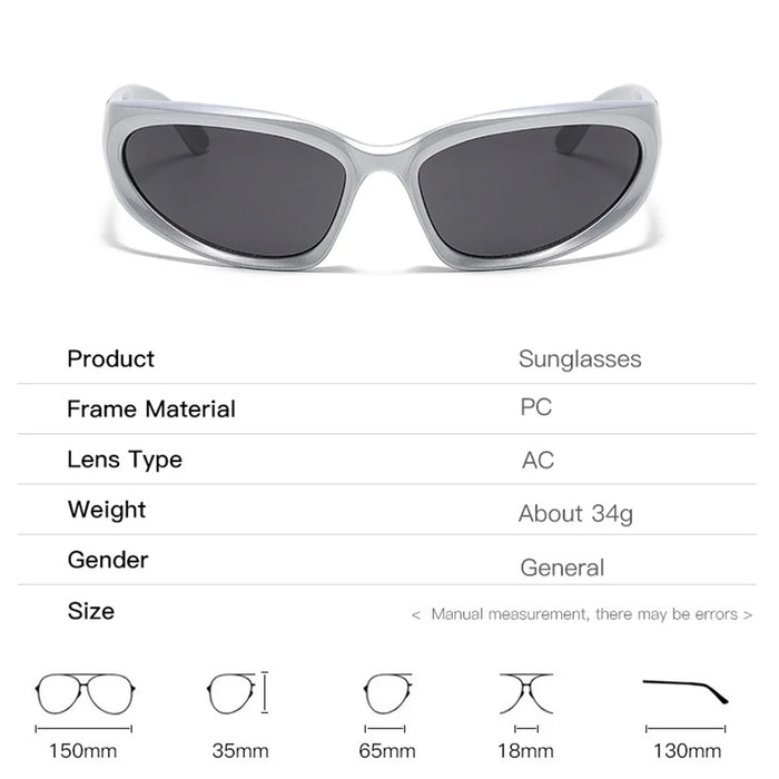 VIVIBEE Y2K Sunglasses Women Steampunk Mirror White Sports Mne Goggles UV400 Punk Sun Glasses 2026 Trending Product
