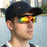 Hombres Mujeres Azules Rojas Gafas de Sol Polarizadas de Ciclismo Lentes de Espejo Borde Recortado en Sombrero Reduce la Presión del Oído Protege los Ojos Fácil de Transportar