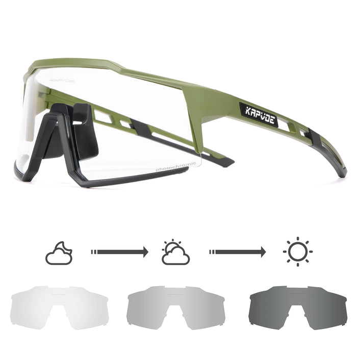 Kapvoe Photochromic Sunglasses Men Cycling Glasses UV400 MTB Clear Mountain Bike Transition Bicycle for Women Sports Eyewear