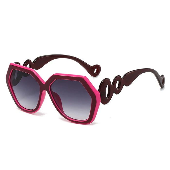 Ins New Trend Retro Gradient Hexagonal Women Sunglasses Personality Contrast Irregular Frame Design Men Versatile Gafas De Sol