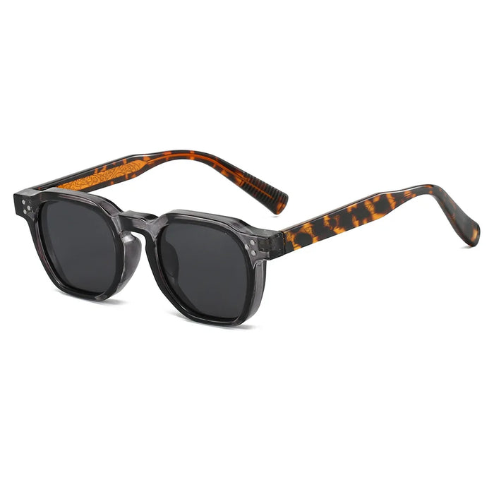 New Retro Tortoise Shell Square Women Sunglasses Y2K Personalized Brand Contrast Color Frame Design Men Trendy Glasses UV400