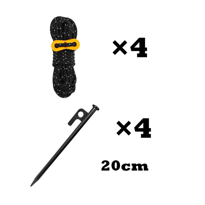 Estacas de Tienda de Campaña de Calidad S45C, Clavijas de Tierra de Acero, Cuerda Utilitaria de Paracord de Núcleo de Nylon para Camping, Jardín, Senderismo