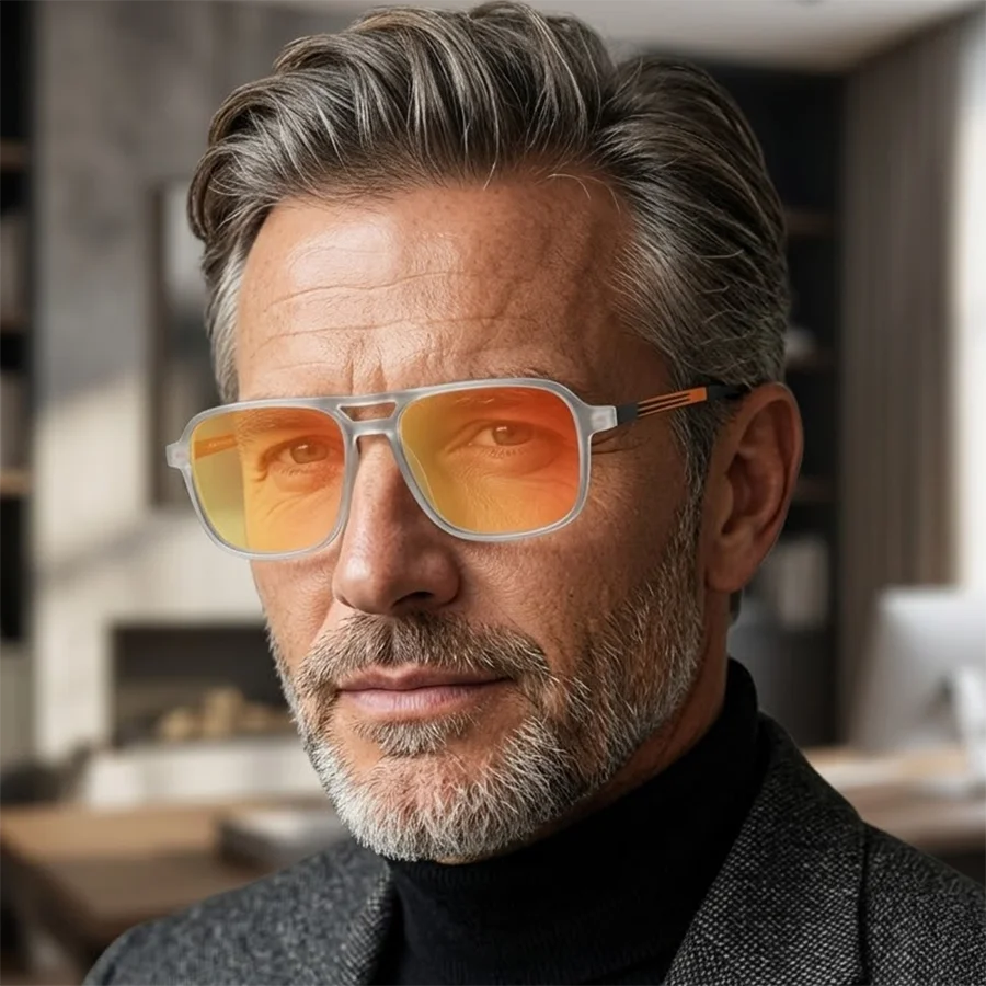 Men Square Progressive Multifocal Reading Glasses Coated Red Sunglasses Men's Ultralight Frames Luxury Designer Brand Eyewear