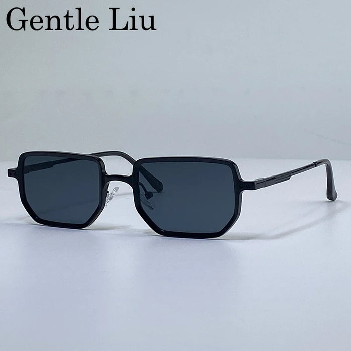 Gafas de sol rectangulares steampunk de montura pequeña clásica para hombre 2026 de marca de lujo, retro, estilo punk, para conducir, protección UV400