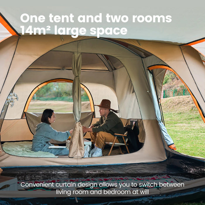Outdoor Camping Family Tent 3-12 Person Double Layers Oversize 2 Rooms Thickened Rainproof Outdoor Family Camp Tour Equipment