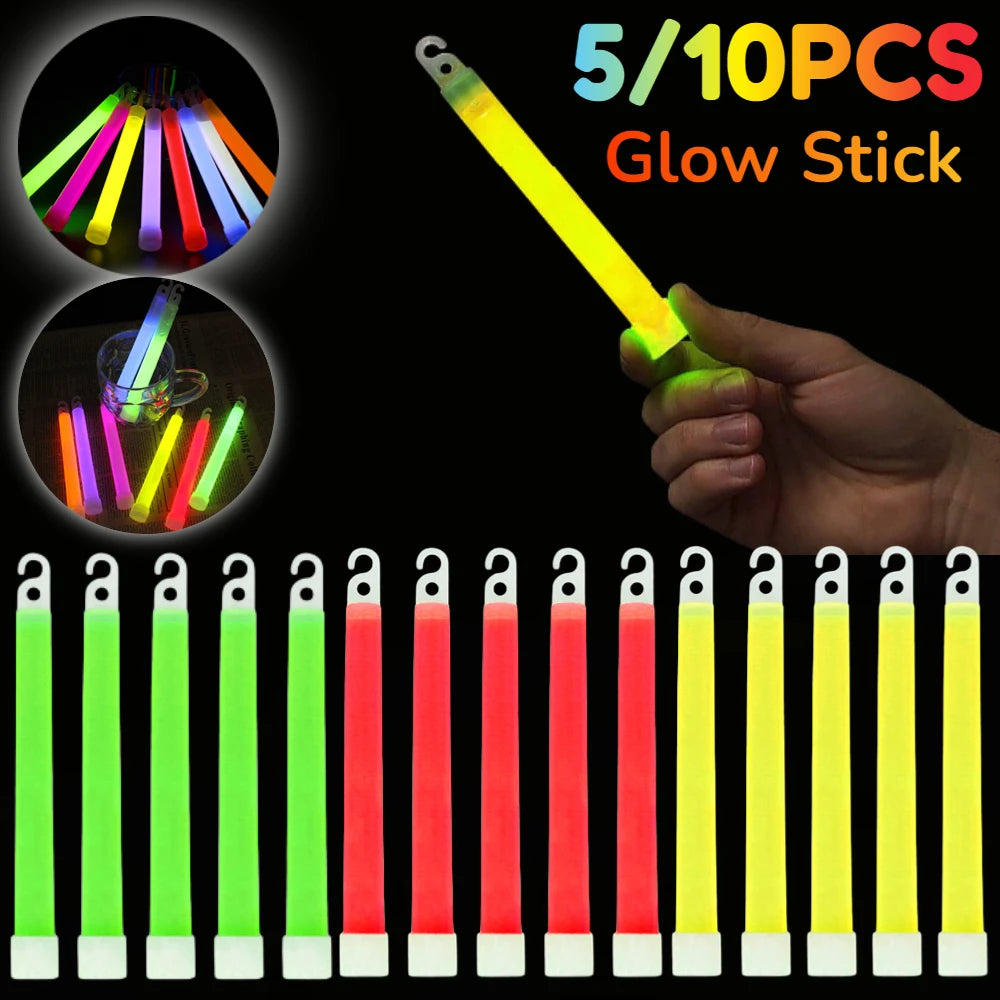 1/5/10 Barras luminosas de fluorescencia, barras luminosas militares con gancho, barras luminosas de emergencia para exteriores, barras luminosas para fiestas que brillan en la oscuridad.