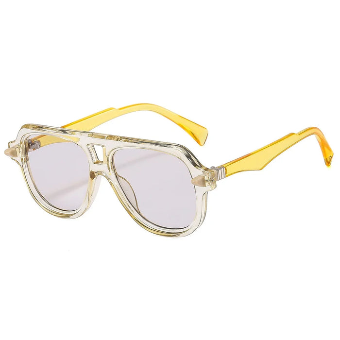 Lunettes de soleil pilote double pont femme, verres dégradés rétro, UV400, tendance, marque de designer homme, rivets