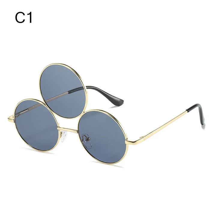 Novel Third Eye Round Metal Frame Sunglasses Chinese Style Erlang God Three Eyes Glasses Funny Party Halloween Cosplay Glasses