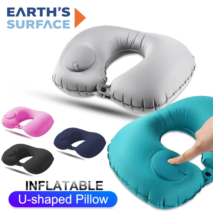 Press On Inflatable Pillow to Relax Neck Travel U-shaped Pillow Foldable and Portable With Leak Proof Device Ordinary U-shaped