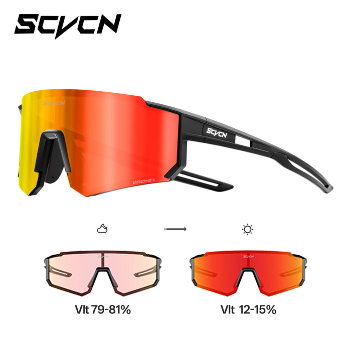 SCVCN New Photochromic Night Riding Glasses Outdoor Sport UV400 Travel Camping Sunglasses Men Women MTB Bike Cycling Glasses