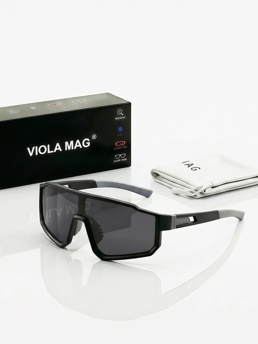 VIOLA MAG Gafas de Ciclismo a la Moda, Unisex, Montura Grande, Patillas de Goma Antideslizantes Adecuadas para Correr, Pescar, Senderismo y
