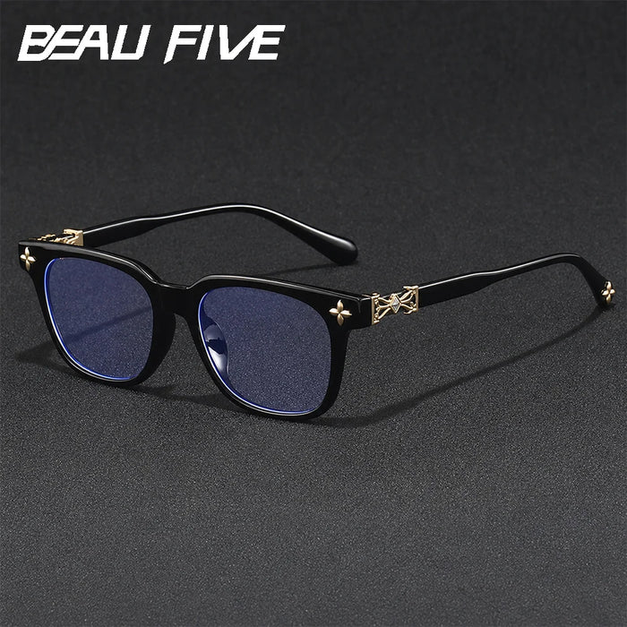 2026 New BEAU FIVE Retro Anti-Blue Light Square Frame Computer Protective Glasses Trendy Versatile High-Quality F114