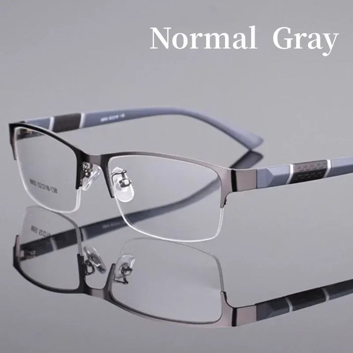 Business Men's Photochromic Myopia Glasses Unisex Half Frame Square Near Sight Eyeglasses Optical Prescription Minus Eyewear