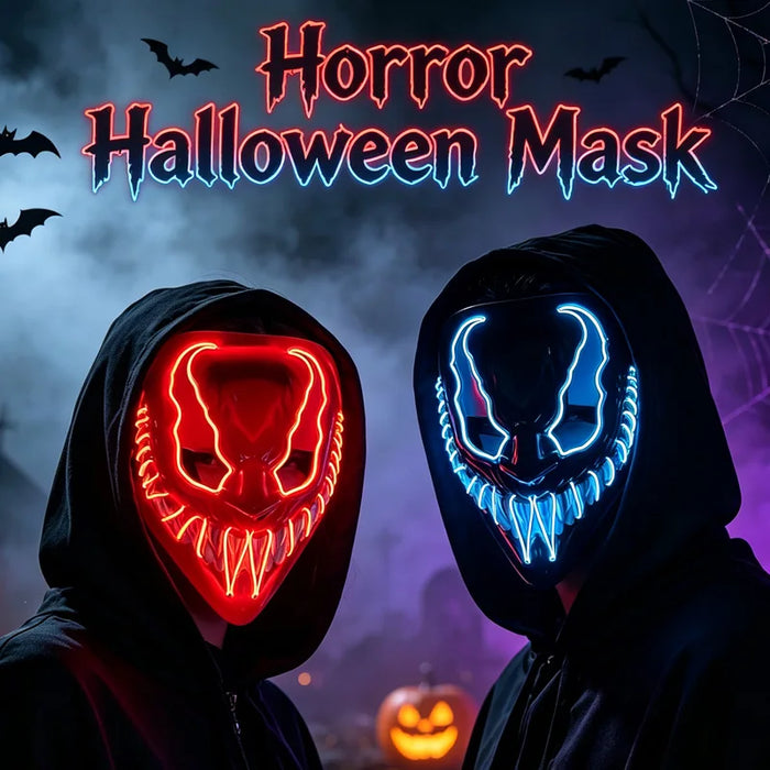 Multi Color LED EL Wire Glowing horror Mask Luminous Full Face Mask wireless mask Halloween Cosplay Party Rave Costume Accessory