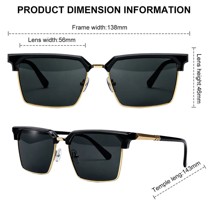 2026 Lunettes de Soleil Carrées de Luxe Designer Homme Classique Vintage Monture Métal Noir Or Lunettes de Soleil Steampunk Conduite