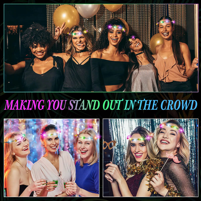 10-300Pcs LED Flower Crowns Light Up Headbands Glowing Flower Crown Garland Glow in the Dark Headband for Wedding Party favors