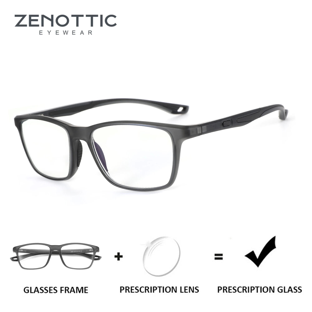 ZENOTTIC Lunettes de vue de sport carrées Myopie Lunettes de mode Photochromiques Progressives Optiques pour Hommes Femmes