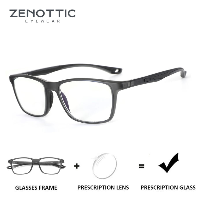 ZENOTTIC Lunettes de vue de sport carrées Myopie Lunettes de mode Photochromiques Progressives Optiques pour Hommes Femmes