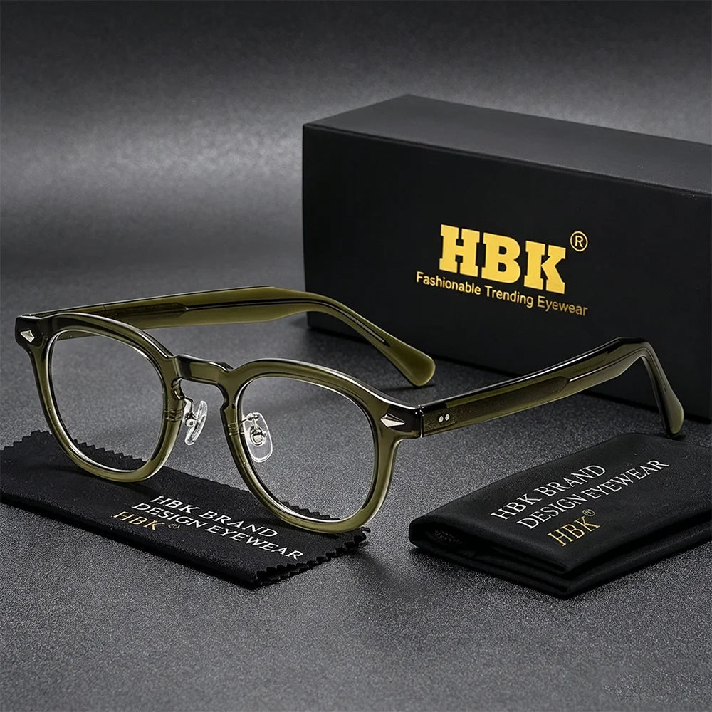 HBK Retro Oval Glasses Frames Transparent Lenses Men High Quality TR-90 Frame Glasses Women's Anti BlueLight Computer Glasses