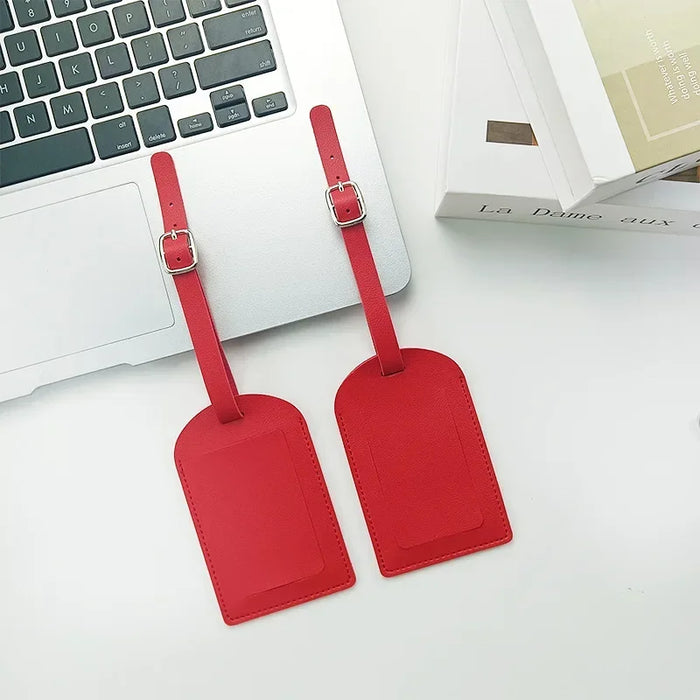 PU Leather Boarding Bag Tag Travel Luggage For Women Men Suitcase Identifier Label Baggage Name ID Address Holder Accessories