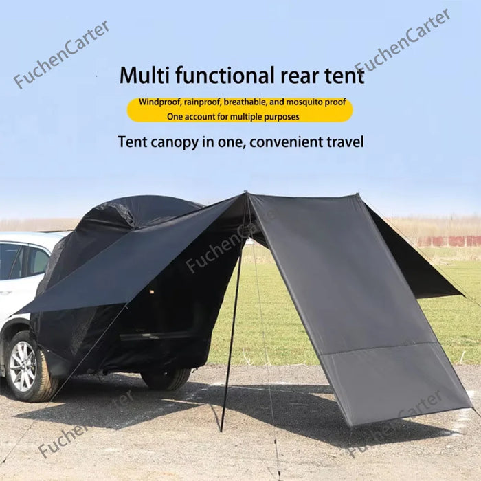 Portable SUV Tailgate Trunk Tent 3-Side Extended Shade Shelter Multifunctional Car Rear Door Tent Outdoor Car Camping Accessorie