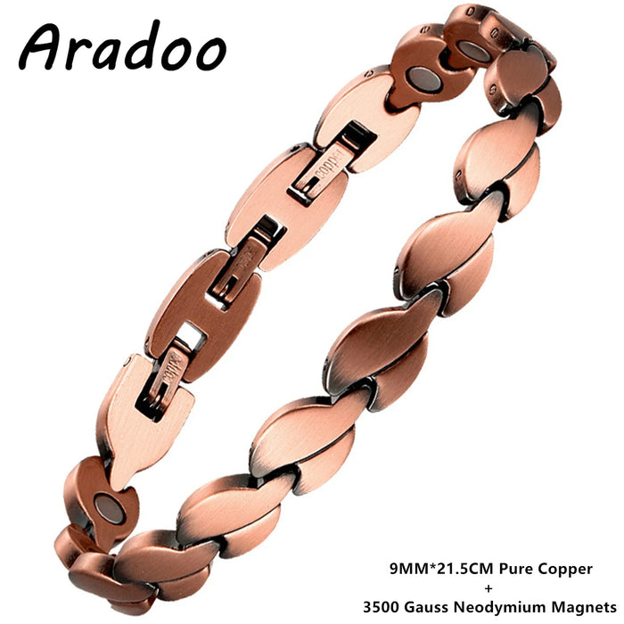 ARADOOPure Copper Bracelet for Women 99.99% Magnetic Therapy Jewelry, Vintage Style Gift for Her