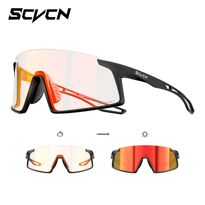 SCVCN Men Women Outdoor Sports Photochromic Running Casual Goggles MTB Bike Glasses UV400 Hiking Eyewear Cycling Sunglasses