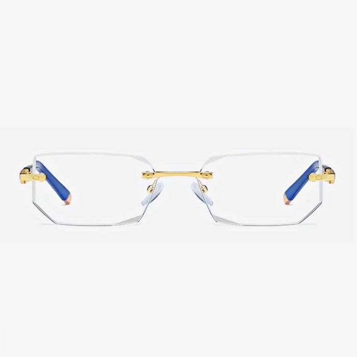 MODFANS Presbyopia Reading Glasses Blue Light Refractive Rimless Blue Light Blocking Glasses Men Correction Transparent Eyewear