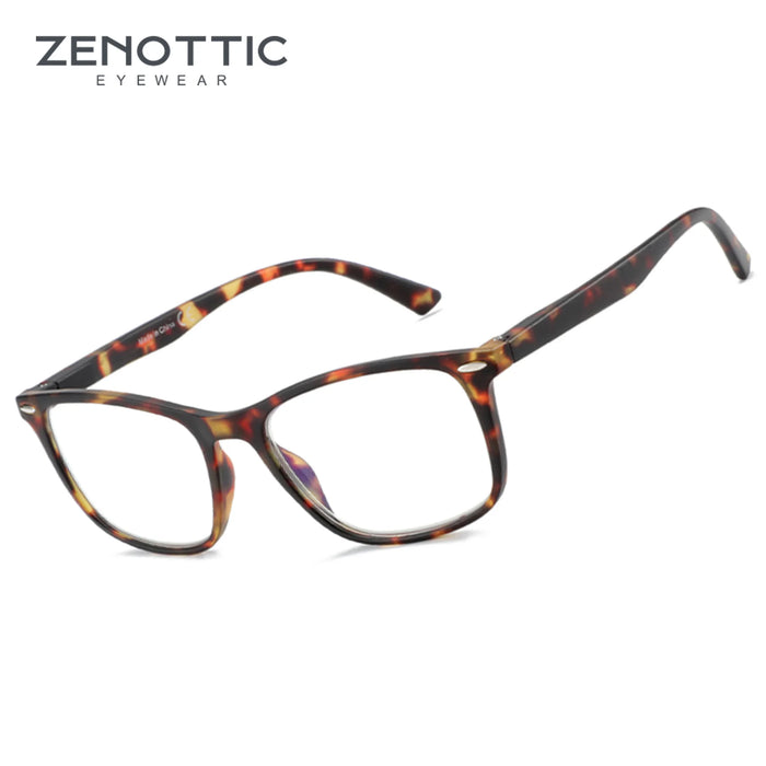 ZENOTTIC Fashion Square Reading Glasses Men Anti Blue Light Blocking Eyeglasses Computer Readers with Spring Hinge