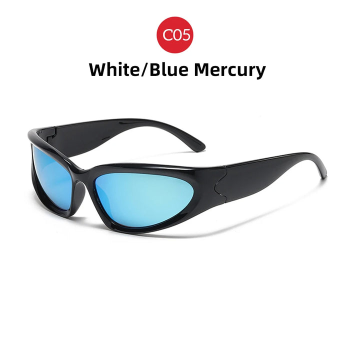 VIVIBEE Y2K Sunglasses Women Steampunk Mirror White Sports Mne Goggles UV400 Punk Sun Glasses 2026 Trending Product