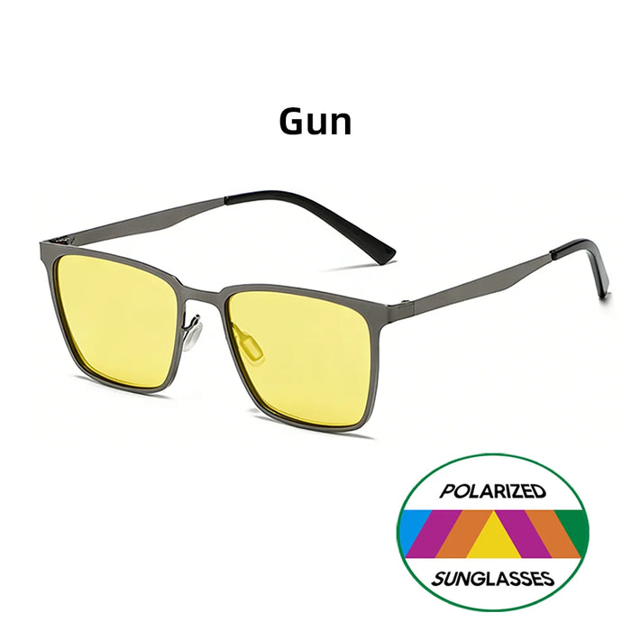 VIVIBEE Lunettes de vision nocturne jaunes en métal pour homme, verres polarisés carrés, conduite, UV400, lunettes de soleil pour femme, 2026, lunettes de pêche